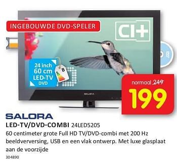 Aanbiedingen Salora led-tv-dvd-combi 24led5205 - Salora - Geldig van 08/08/2014 tot 24/08/2014 bij It's Electronics