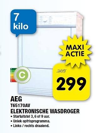 Aanbiedingen Aeg elektronische wasdroger t65170av - AEG - Geldig van 08/08/2014 tot 26/08/2014 bij Maxwell