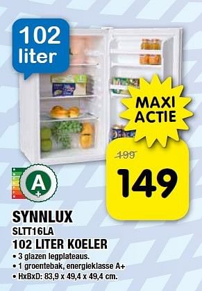 Aanbiedingen Synnlux 102 liter koeler sltt16la - Fritel - Geldig van 08/08/2014 tot 26/08/2014 bij Maxwell