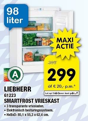 Aanbiedingen Liebherr smartfrost vrieskast g1223 - Liebherr - Geldig van 08/08/2014 tot 26/08/2014 bij Maxwell