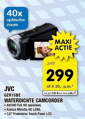 Aanbiedingen Jvc waterdichte camcorder gzr15be - JVC - Geldig van 08/08/2014 tot 26/08/2014 bij Maxwell