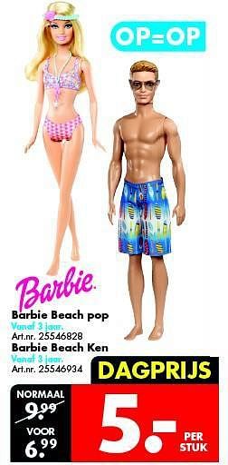 Aanbiedingen Barbie beach pop - Mattel - Geldig van 09/08/2014 tot 24/08/2014 bij Bart Smit