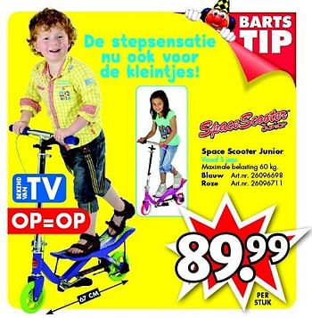 Aanbiedingen Space scooter junior - SpaceScooter - Geldig van 09/08/2014 tot 24/08/2014 bij Bart Smit