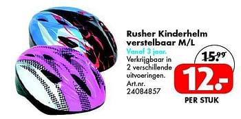 Aanbiedingen Rusher kinderhelm verstelbaar m-l - Rusher - Geldig van 09/08/2014 tot 24/08/2014 bij Bart Smit
