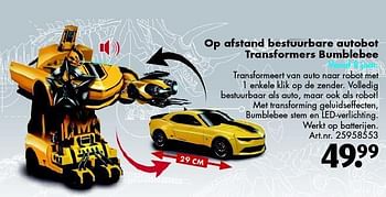 Aanbiedingen Op afstand bestuurbare autobot transformers bumblebee - Transformers - Geldig van 09/08/2014 tot 24/08/2014 bij Bart Smit