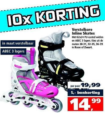 Aanbiedingen Verstelbare inline skates - Huismerk - Intertoys - Geldig van 09/08/2014 tot 14/09/2014 bij Intertoys