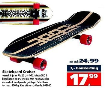Aanbiedingen Skateboard cruiser - Huismerk - Intertoys - Geldig van 09/08/2014 tot 14/09/2014 bij Intertoys