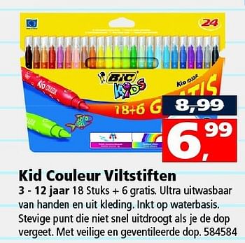Aanbiedingen Kid couleur viltstiften - BIC - Geldig van 09/08/2014 tot 14/09/2014 bij Intertoys
