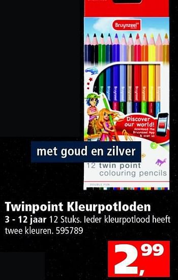 Aanbiedingen Twinpoint kleurpotloden - Bruynzeel - Geldig van 09/08/2014 tot 14/09/2014 bij Intertoys
