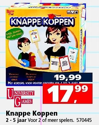 Aanbiedingen Knappe koppen - University Games - Geldig van 09/08/2014 tot 14/09/2014 bij Intertoys