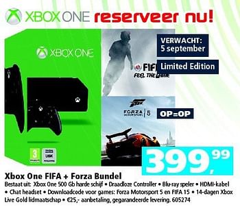 Aanbiedingen Xbox one fifa + forza bundel - Microsoft - Geldig van 09/08/2014 tot 14/09/2014 bij Intertoys