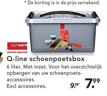 Aanbiedingen Q-line schoenpoetsbox - Sunware - Geldig van 09/08/2014 tot 17/09/2014 bij Blokker