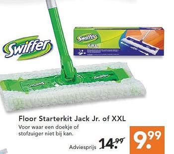 Aanbiedingen Floor starterkit jack jr. of xxl - Swiffer - Geldig van 09/08/2014 tot 17/09/2014 bij Blokker