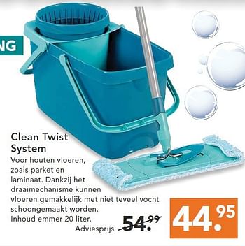 Aanbiedingen Clean twist system - Huismerk - Blokker - Geldig van 09/08/2014 tot 17/09/2014 bij Blokker