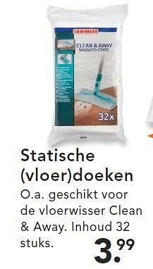 Aanbiedingen Statische (vloer)doeken - Leifheit - Geldig van 09/08/2014 tot 17/09/2014 bij Blokker