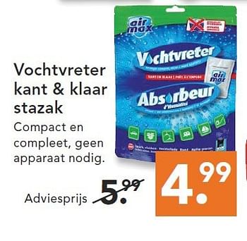 Aanbiedingen Vochtvreter kant + klaar stazak - Air Max - Geldig van 09/08/2014 tot 17/09/2014 bij Blokker