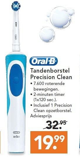 Aanbiedingen Tandenborstel precision clean - Oral-B - Geldig van 09/08/2014 tot 17/09/2014 bij Blokker