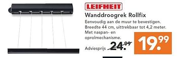 Aanbiedingen Wanddroogrek rollfix - Leifheit - Geldig van 09/08/2014 tot 17/09/2014 bij Blokker