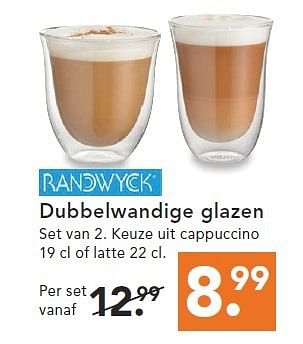 Aanbiedingen Dubbelwandige glazen - Randwyck - Geldig van 09/08/2014 tot 17/09/2014 bij Blokker