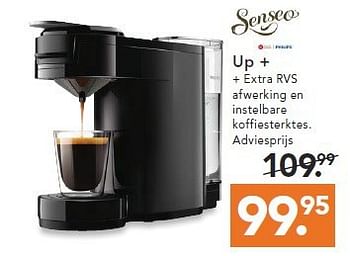 Aanbiedingen Up + + extra rvs afwerking en instelbare koffiesterktes - Philips - Geldig van 09/08/2014 tot 17/09/2014 bij Blokker