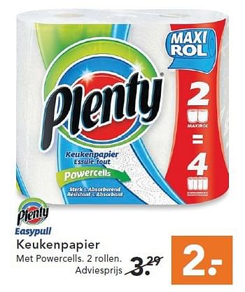 Aanbiedingen Keukenpapier - Plenty - Geldig van 09/08/2014 tot 17/09/2014 bij Blokker