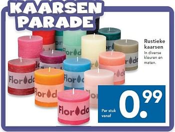 Aanbiedingen Rustieke kaarsen in diverse kleuren en maten - Huismerk - Blokker - Geldig van 09/08/2014 tot 17/09/2014 bij Blokker