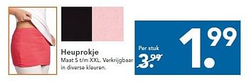 Aanbiedingen Heuprokje maat s t-m xxl. verkrijgbaar in diverse kleuren - Huismerk - Blokker - Geldig van 09/08/2014 tot 17/09/2014 bij Blokker