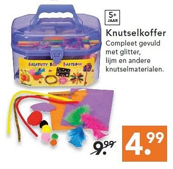 Aanbiedingen Knutselkoffer compleet gevuld met glitter, lijm en andere knutselmaterialen - Huismerk - Blokker - Geldig van 09/08/2014 tot 17/09/2014 bij Blokker