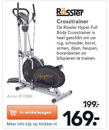 Aanbiedingen Crosstrainer - Rossler - Geldig van 09/08/2014 tot 17/09/2014 bij Blokker