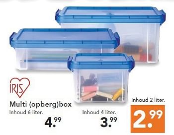 Aanbiedingen Multi (opberg)box - Iris - Geldig van 09/08/2014 tot 17/09/2014 bij Blokker