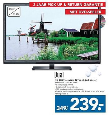 Aanbiedingen Dual hd led-televisie 32 met dvd-speler - Dual - Geldig van 09/08/2014 tot 17/09/2014 bij Blokker