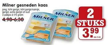 Aanbiedingen Milner gesneden kaas - Milner - Geldig van 10/08/2014 tot 16/08/2014 bij Em-té