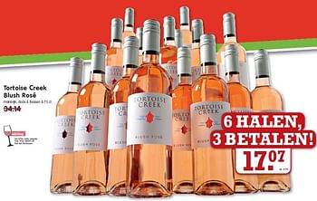 Aanbiedingen Tortoise creek blush rosé - Rosé wijnen - Geldig van 10/08/2014 tot 16/08/2014 bij Em-té