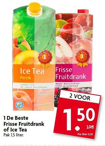 Aanbiedingen 1 de beste frisse fruitdrank of ice tea - 1 de beste - Geldig van 10/08/2014 tot 16/08/2014 bij Deka Markt