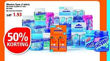 Aanbiedingen Mentos gum of mints - Mentos - Geldig van 10/08/2014 tot 16/08/2014 bij Plus