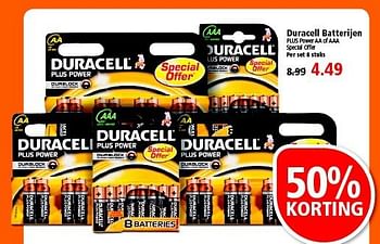 Aanbiedingen Duracell batterijen - Duracell - Geldig van 10/08/2014 tot 16/08/2014 bij Plus