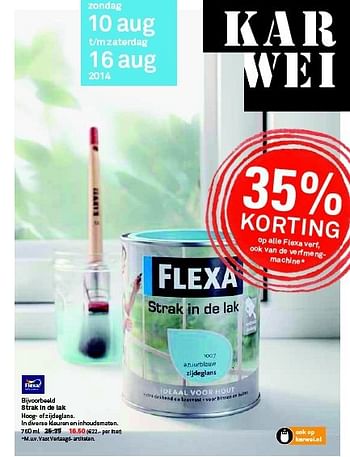 Aanbiedingen Strak in de lak hoog- of zijdeglans - Flexa - Geldig van 10/08/2014 tot 16/08/2014 bij Karwei