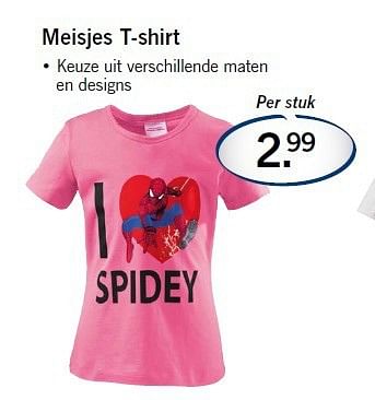 Aanbiedingen Meisjes t-shirt - Spider-man - Geldig van 11/08/2014 tot 13/08/2014 bij Lidl
