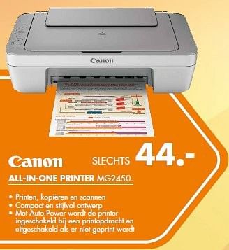 Aanbiedingen Canon all-in-one printer mg2450 - Canon - Geldig van 11/08/2014 tot 17/08/2014 bij Expert
