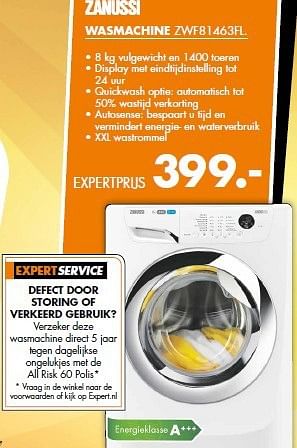 Aanbiedingen Zanussi wasmachine zwf81463fl - Zanussi - Geldig van 11/08/2014 tot 17/08/2014 bij Expert