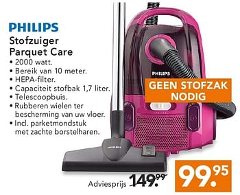 Aanbiedingen Philips stofzuiger parquet care - Philips - Geldig van 11/08/2014 tot 20/08/2014 bij Blokker