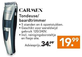 Aanbiedingen Carmen tondeuse- baardtrimmer - Carmen - Geldig van 11/08/2014 tot 20/08/2014 bij Blokker