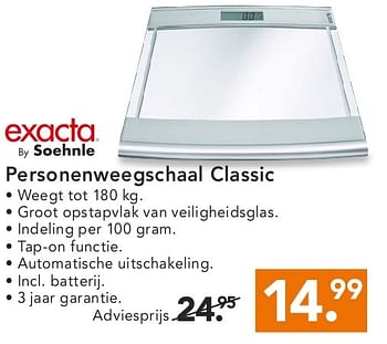 Aanbiedingen Personenweegschaal classic - Exacta - Geldig van 11/08/2014 tot 20/08/2014 bij Blokker