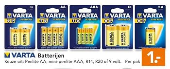 Aanbiedingen Batterijen - Varta - Geldig van 11/08/2014 tot 20/08/2014 bij Blokker