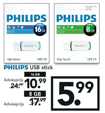 Aanbiedingen Philips usb stick - Philips - Geldig van 11/08/2014 tot 20/08/2014 bij Blokker
