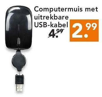 Aanbiedingen Computermuis met uitrekbare usb-kabel - Huismerk - Blokker - Geldig van 11/08/2014 tot 20/08/2014 bij Blokker
