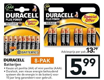 Aanbiedingen Batterijen - Duracell - Geldig van 11/08/2014 tot 20/08/2014 bij Blokker