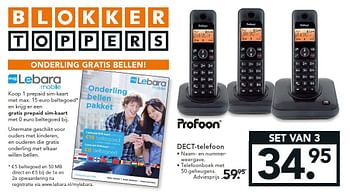 Aanbiedingen Profoon dect-telefoon - Profoon - Geldig van 11/08/2014 tot 20/08/2014 bij Blokker