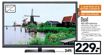 Aanbiedingen Dual hd led-televisie - Dual - Geldig van 11/08/2014 tot 20/08/2014 bij Blokker