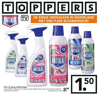 Aanbiedingen Fles of spray kalkreiniger - Antikal - Geldig van 11/08/2014 tot 20/08/2014 bij Blokker